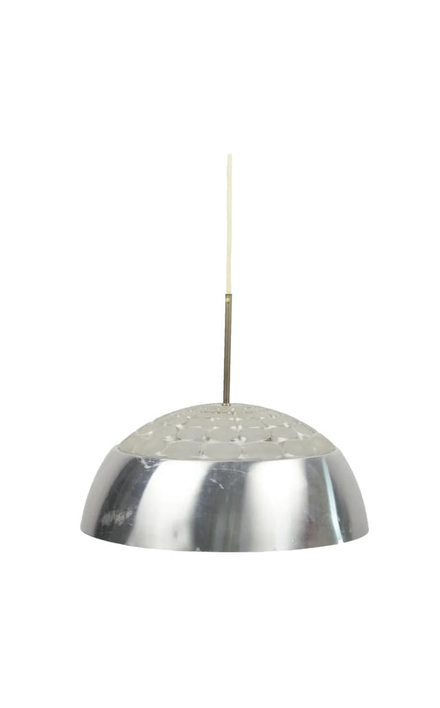 Lampa wisząca, srebrny, aluminium, szkło, Polska, lata 70. - WYMIARY