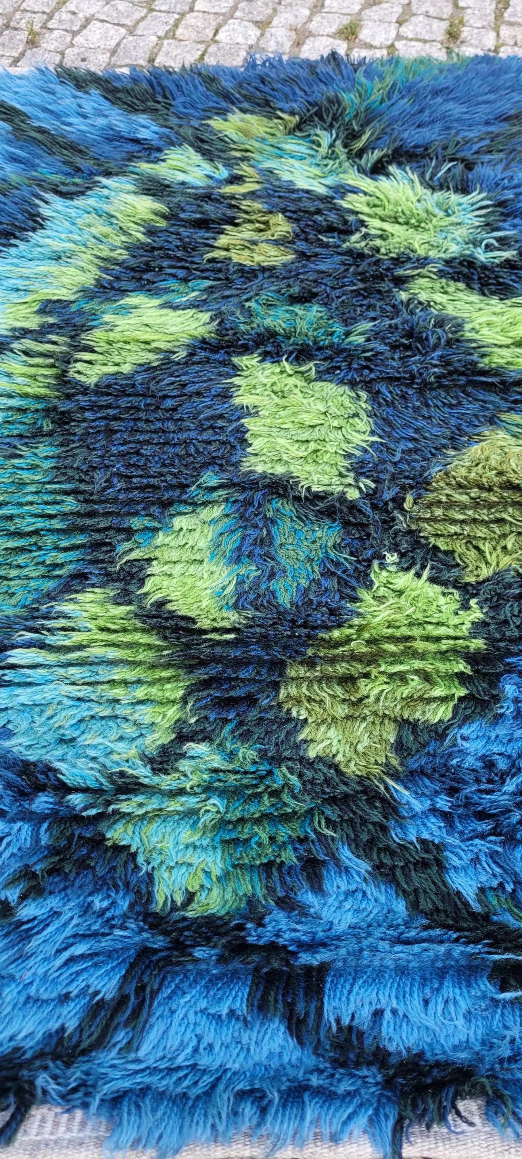 Dywan Rya, 120x80cm, multikolor, wełna, Szwecja, lata 70. - 88913