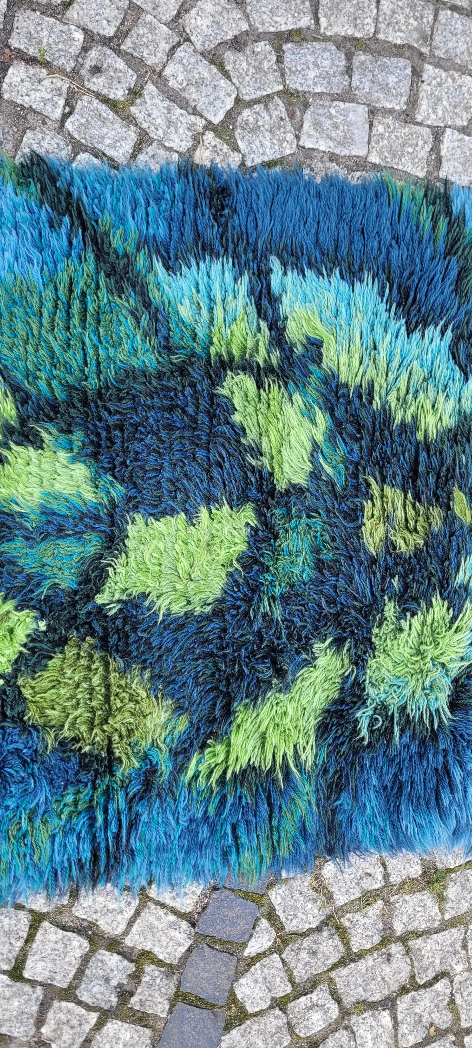 Dywan Rya, 120x80cm, multikolor, wełna, Szwecja, lata 70. - 88917