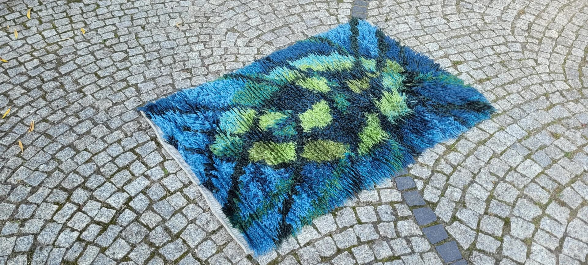 Dywan Rya, 120x80cm, multikolor, wełna, Szwecja, lata 70. - 88915