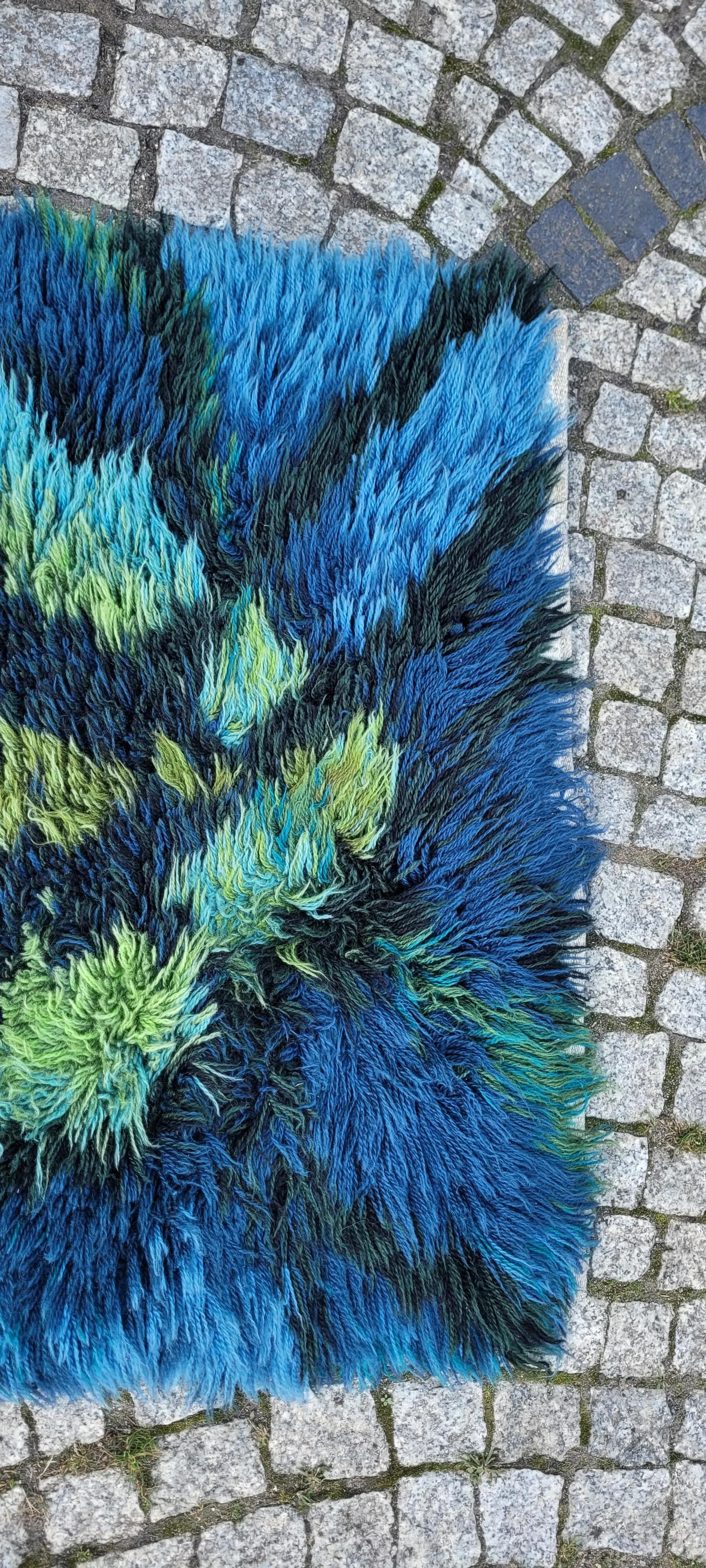 Dywan Rya, 120x80cm, multikolor, wełna, Szwecja, lata 70. - 88920