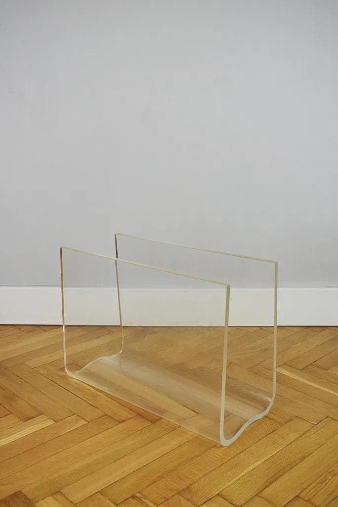 Magazine rack, white plexiglass, Poland, 1970s. - 86605