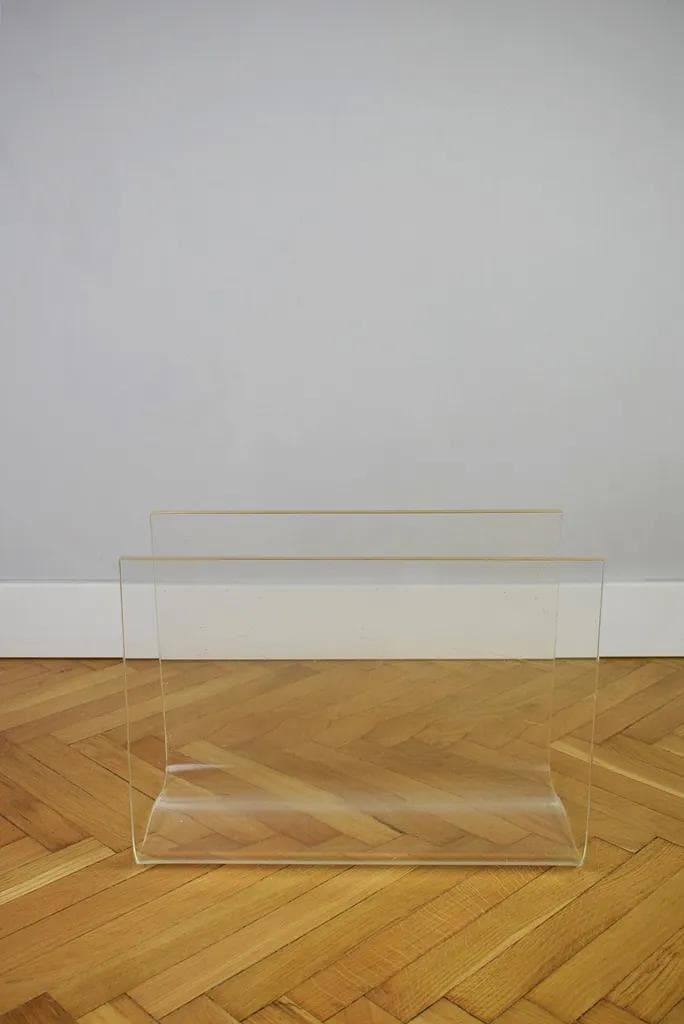 Magazine rack, white plexiglass, Poland, 1970s. - 86604