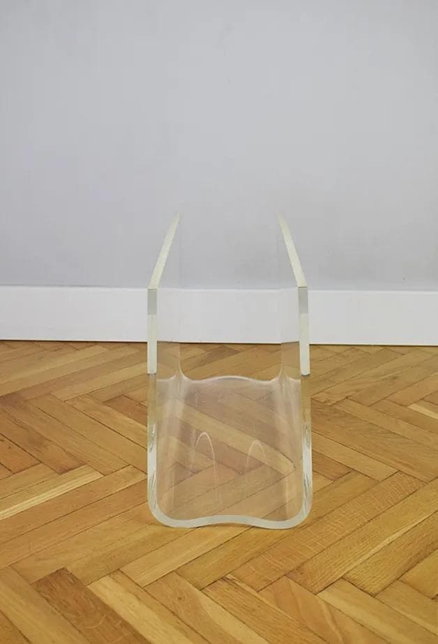 Magazine rack, white plexiglass, Poland, 1970s. - 86606