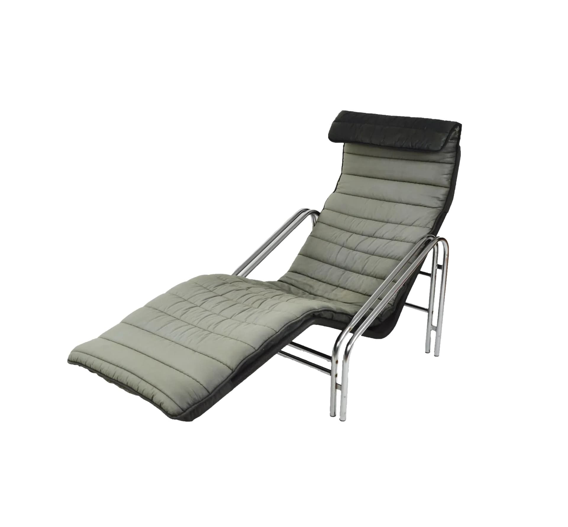 Chaise longue, grey black, fabric chrome, Poland, 1980s.