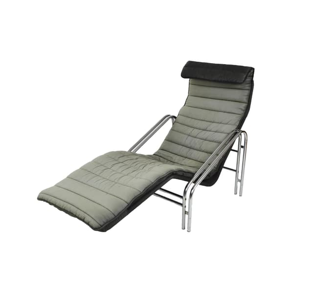 Chaise longue, grey black, fabric chrome, Poland, 1980s. - DIMENSION