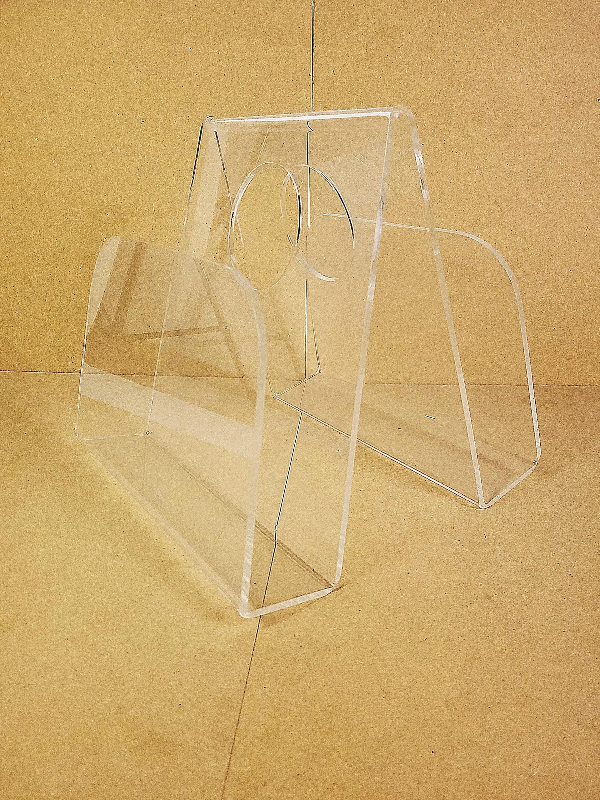 Magazine rack, transparent plexiglass, Poland, 1970s. - 86556
