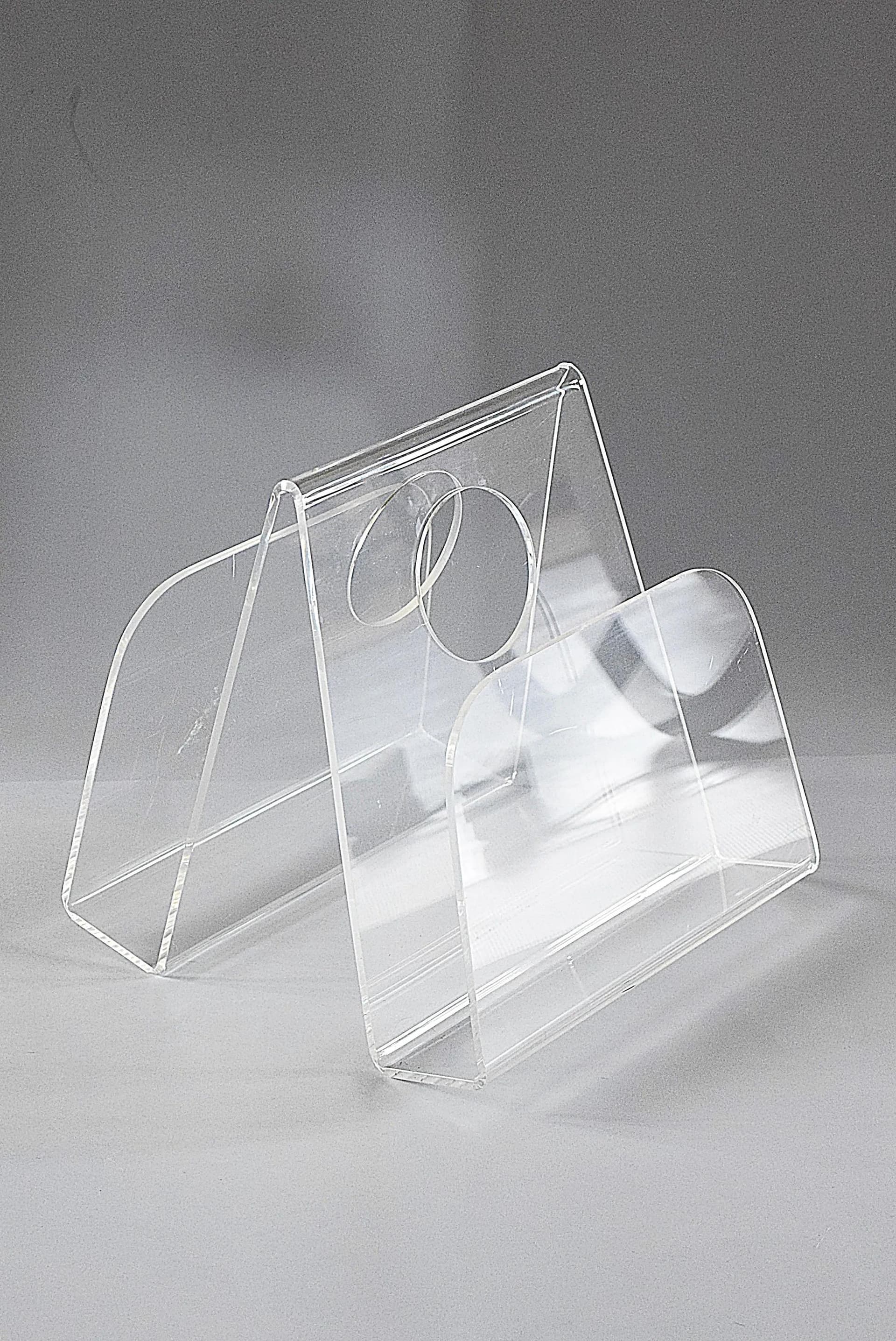 Magazine rack, transparent plexiglass, Poland, 1970s. - 86554
