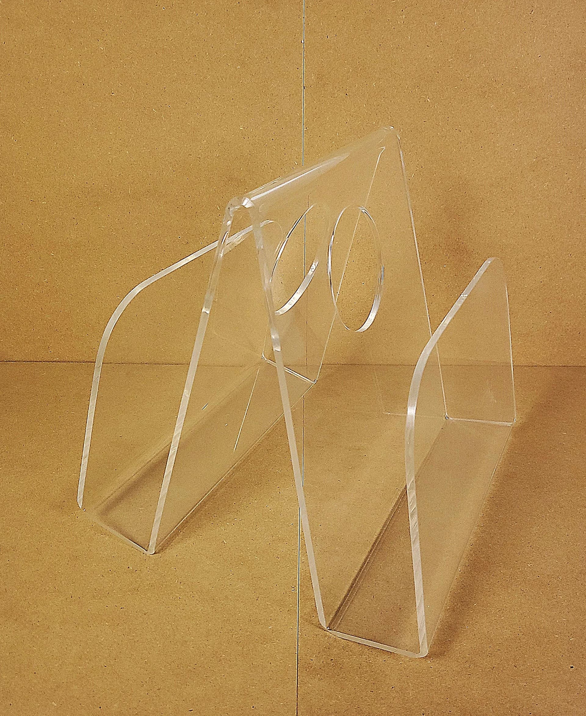 Magazine rack, transparent plexiglass, Poland, 1970s. - 86560