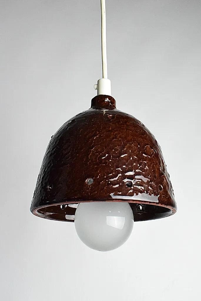 Lampa wisząca, brązowy, ceramika, Szwecja, lata 70. - 86552