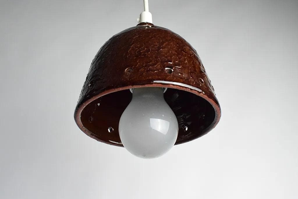 Lampa wisząca, brązowy, ceramika, Szwecja, lata 70. - 86547