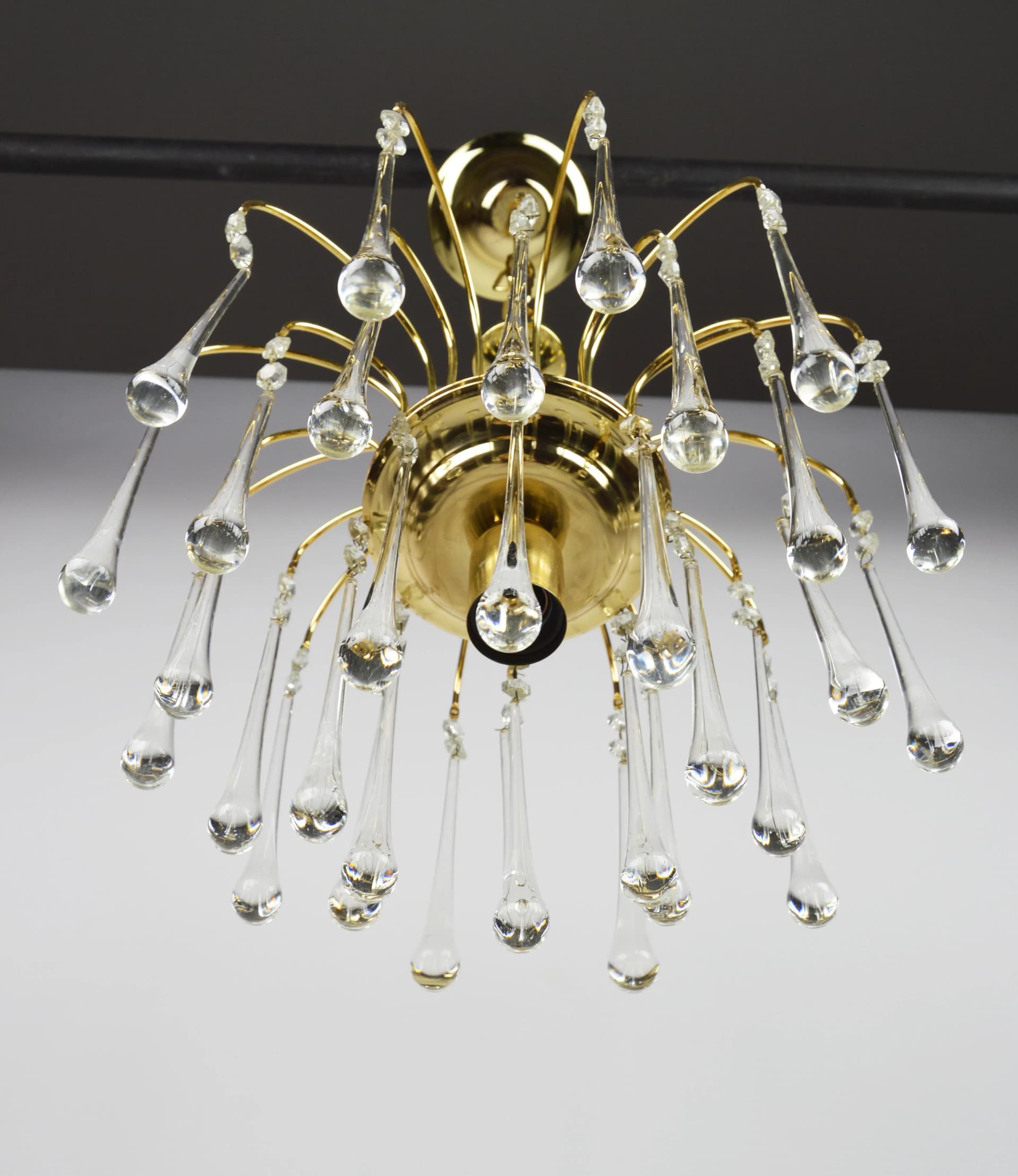 Żyrandol Orion, szkło transparentne, metal złoty, Austria, lata 70. - 86542