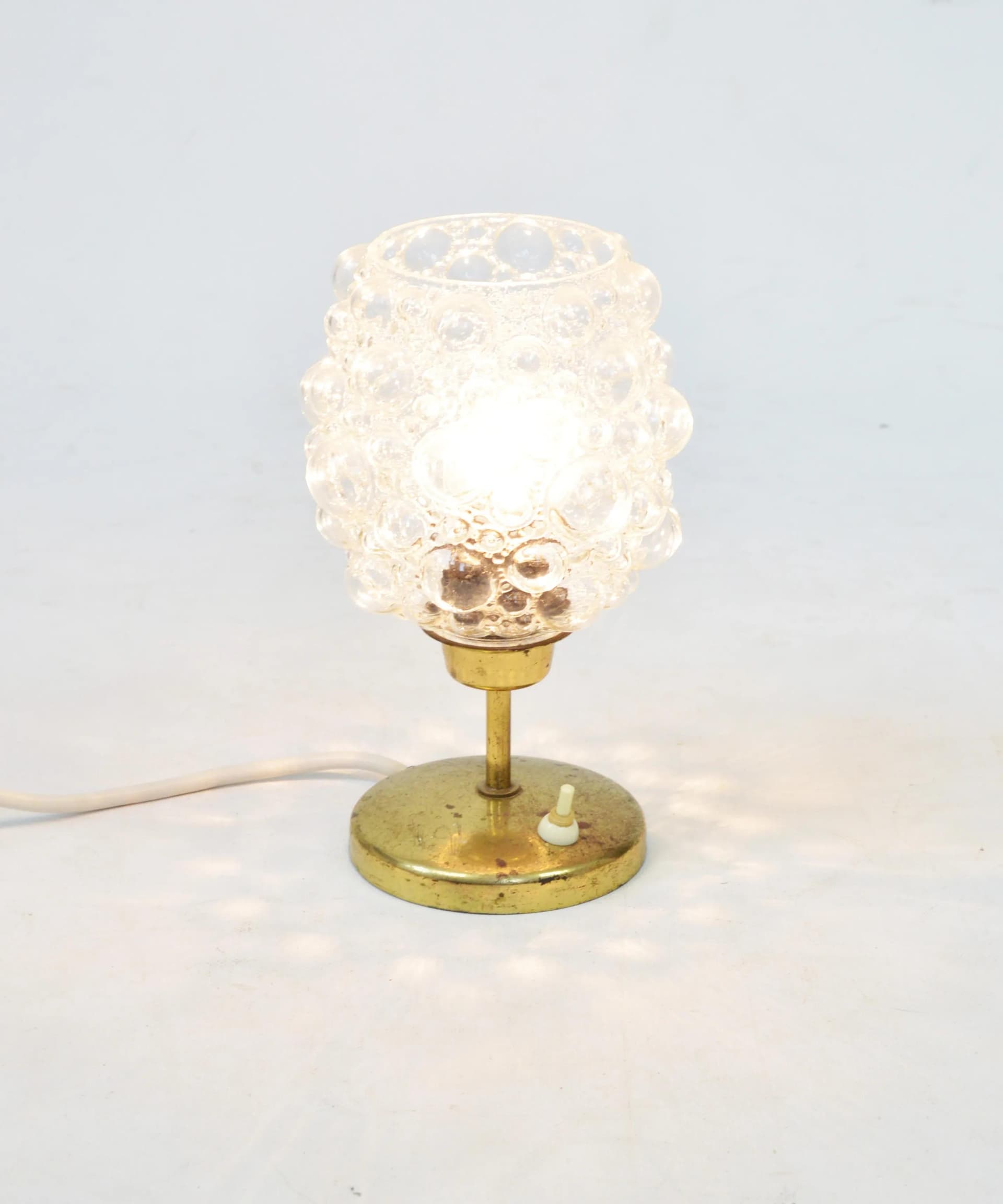 Lampka stołowa Bubble, szkło transparentne, mosiądz, Polska, lata 70. - 86523