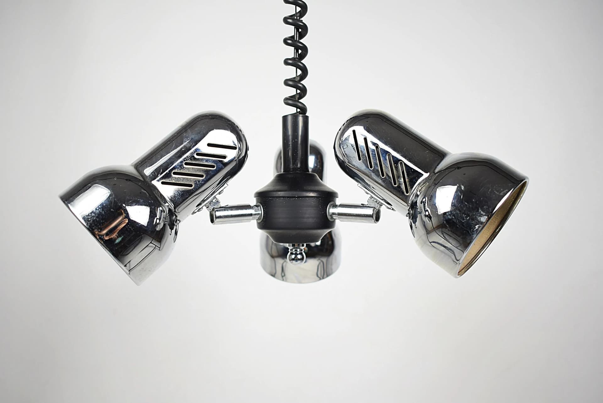 Lampa wisząca, chrom srebrny, metal, Polska, lata 80. - 86514