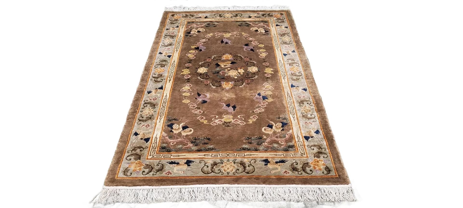 Dywan orientalny 125x235 cm, jedwab multikolor, Chiny, początek XX w.