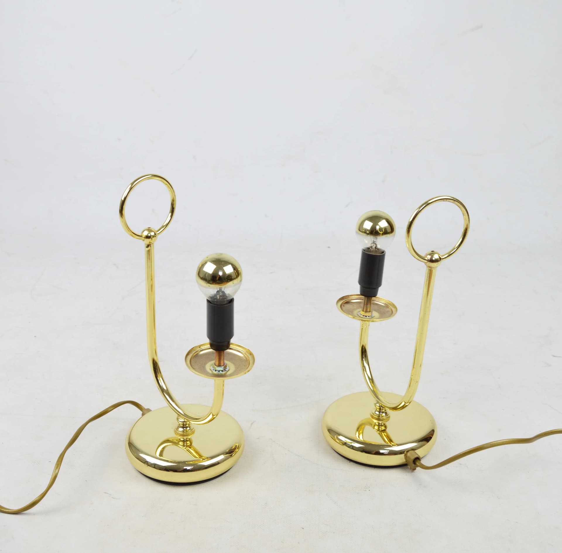 Pair of table lamps, gold metal, Massive, Belgium, 1980s. - 86509