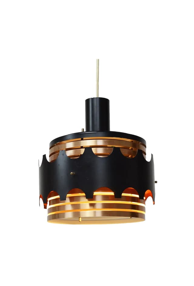 Lampa wisząca, miedź czarny, metal, Niemcy, lata 70. - WYMIARY