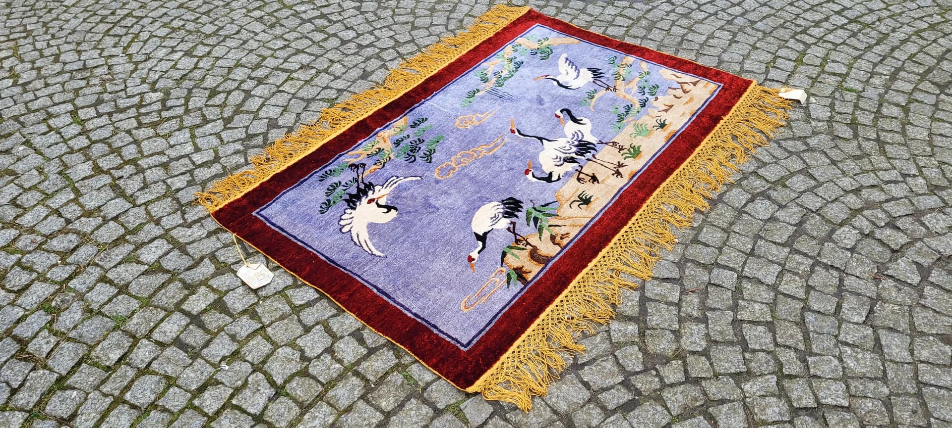 Dywan obrazkowy, jedwab multikolor, Chiny, lata 60., 120x156 cm - 88828