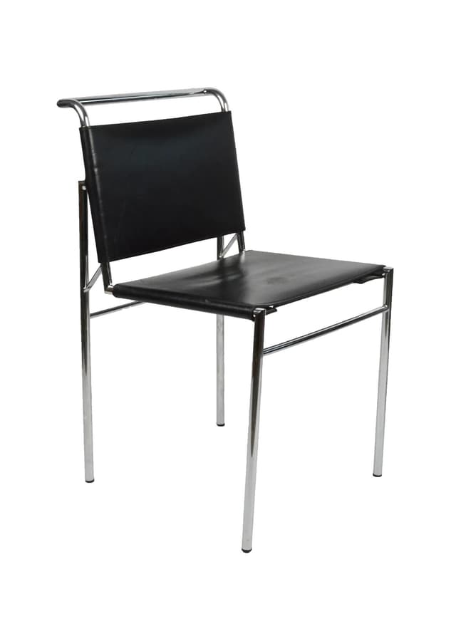 Chair Roquebrune, black artificial leather, chromed steel, inspired by E. Gray, 1970s - DIMENSION