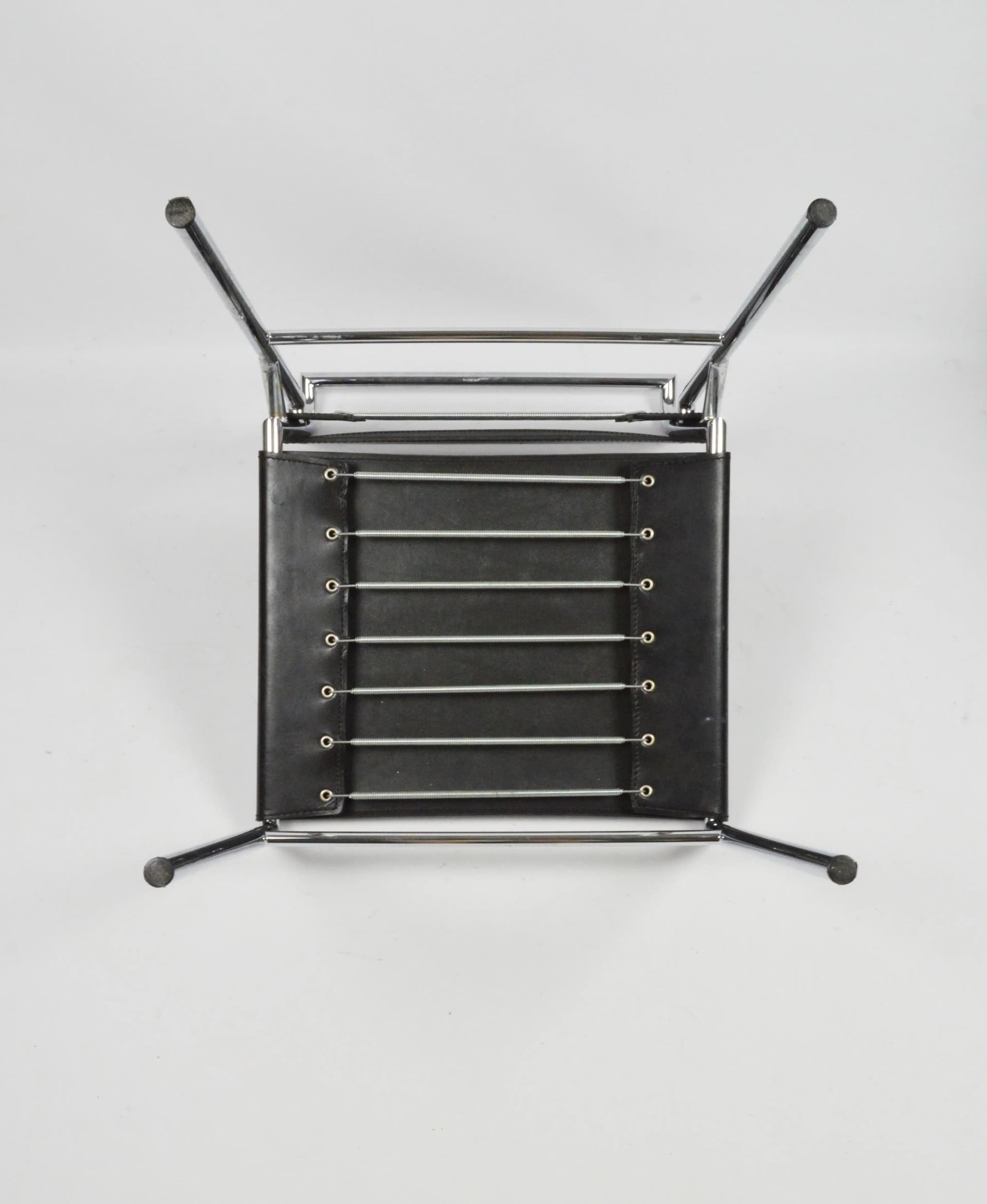 Chair Roquebrune, black artificial leather, chromed steel, inspired by E. Gray, 1970s - 86433