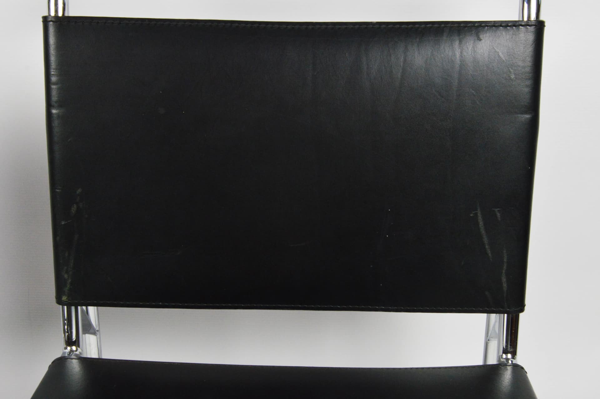 Chair Roquebrune, black artificial leather, chromed steel, inspired by E. Gray, 1970s - 86431
