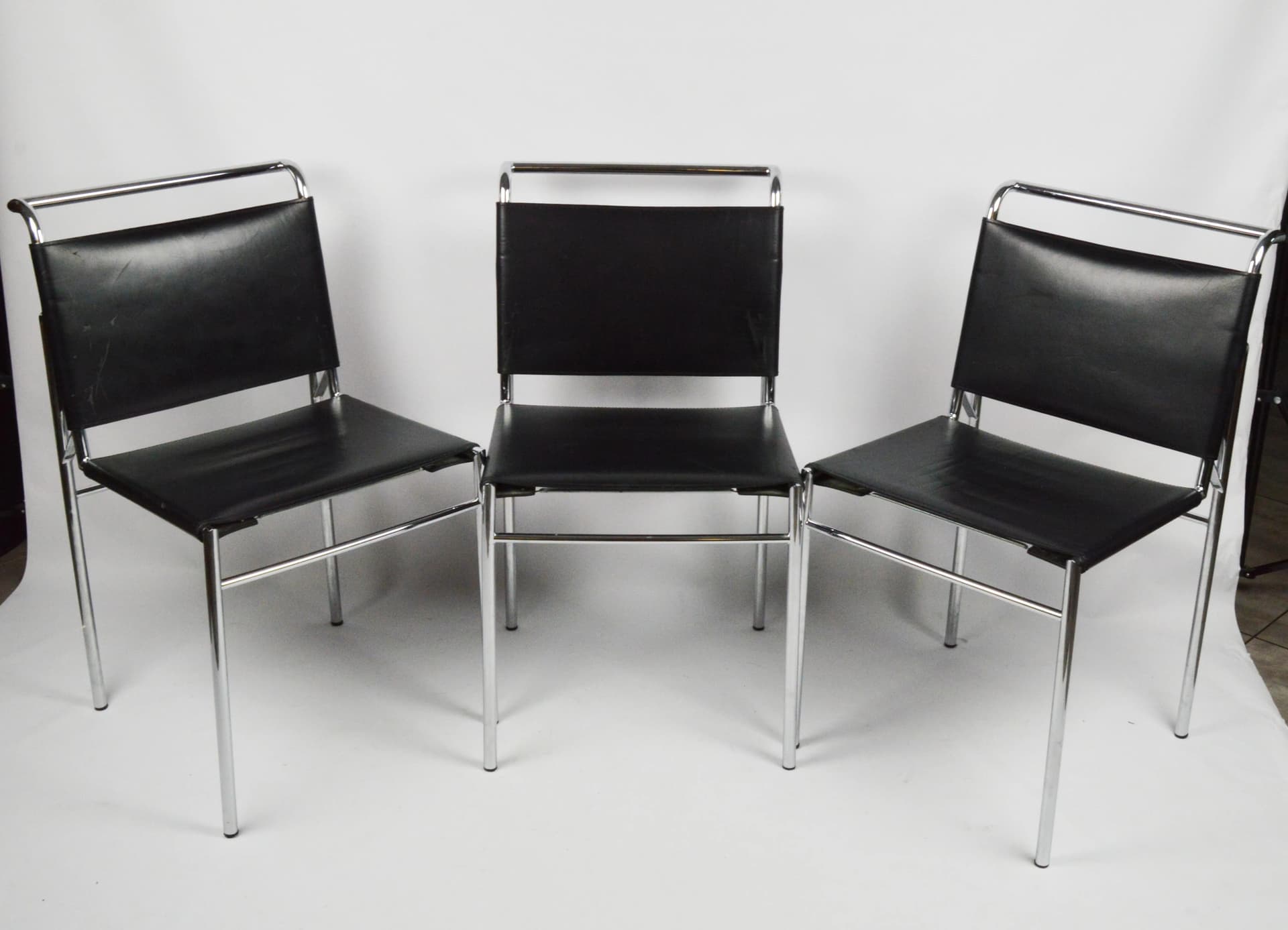 Chair Roquebrune, black artificial leather, chromed steel, inspired by E. Gray, 1970s - 86428