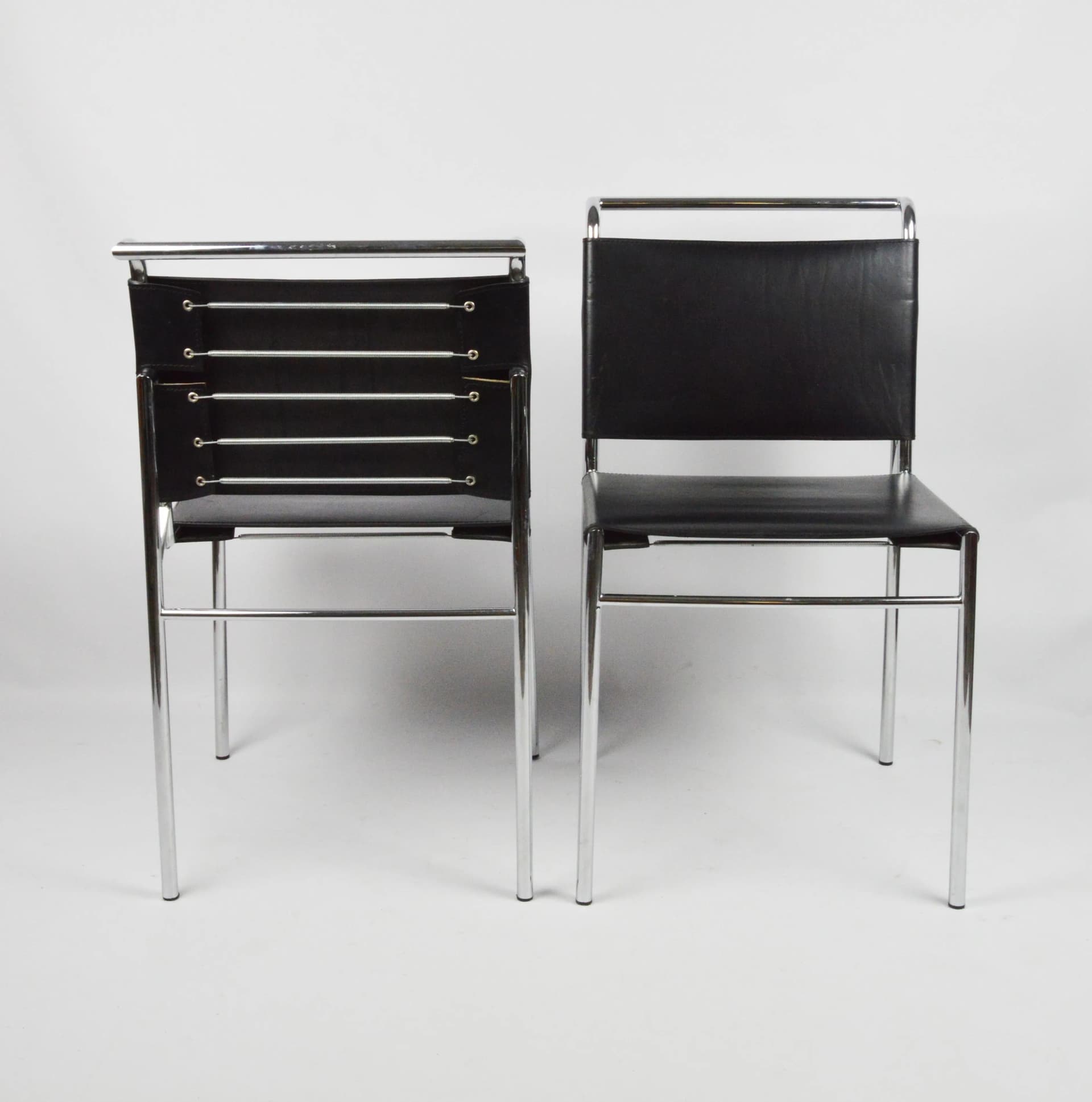 Chair Roquebrune, black artificial leather, chromed steel, inspired by E. Gray, 1970s - 86430