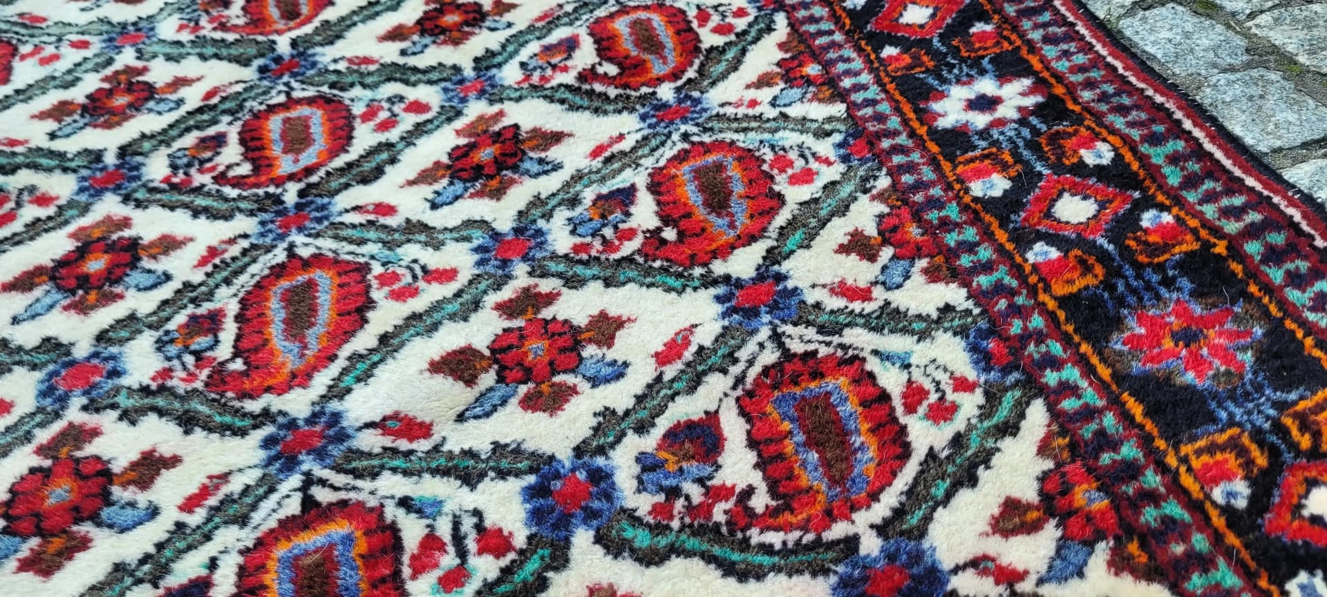 Dywan Hamadan 110x160cm, beżowy, wełna, Iran, lata 60. - 88808