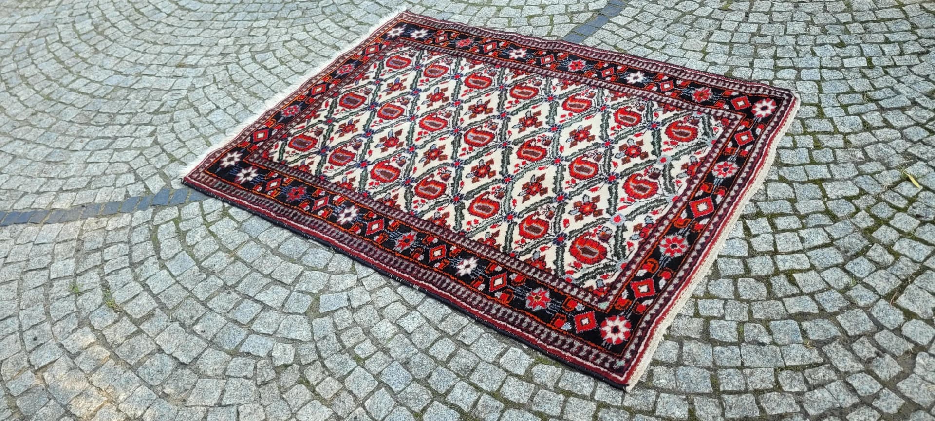 Dywan Hamadan 110x160cm, beżowy, wełna, Iran, lata 60. - 88803