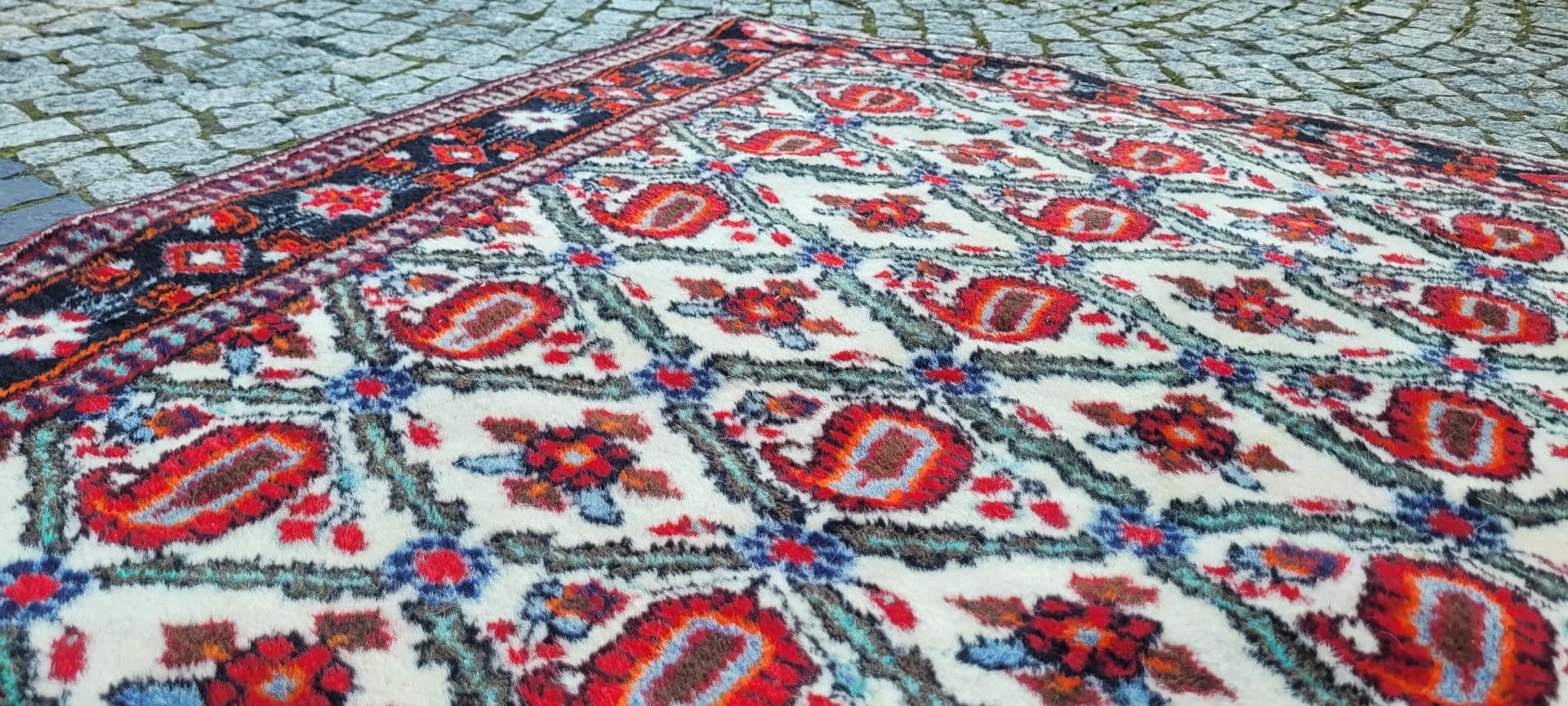 Dywan Hamadan 110x160cm, beżowy, wełna, Iran, lata 60. - 88810