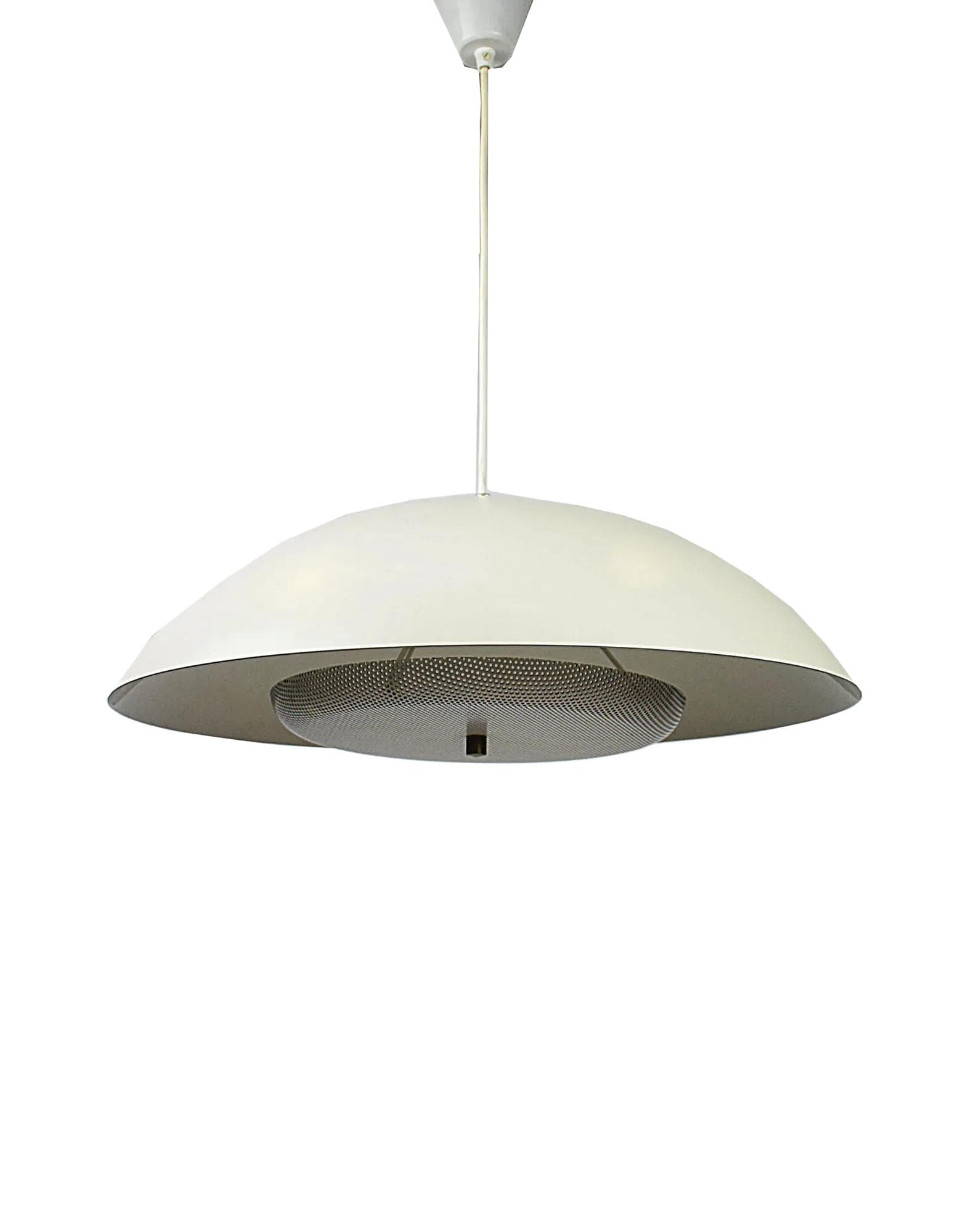 Lampa wisząca, ivory white, metal, Szwecja, lata 70.