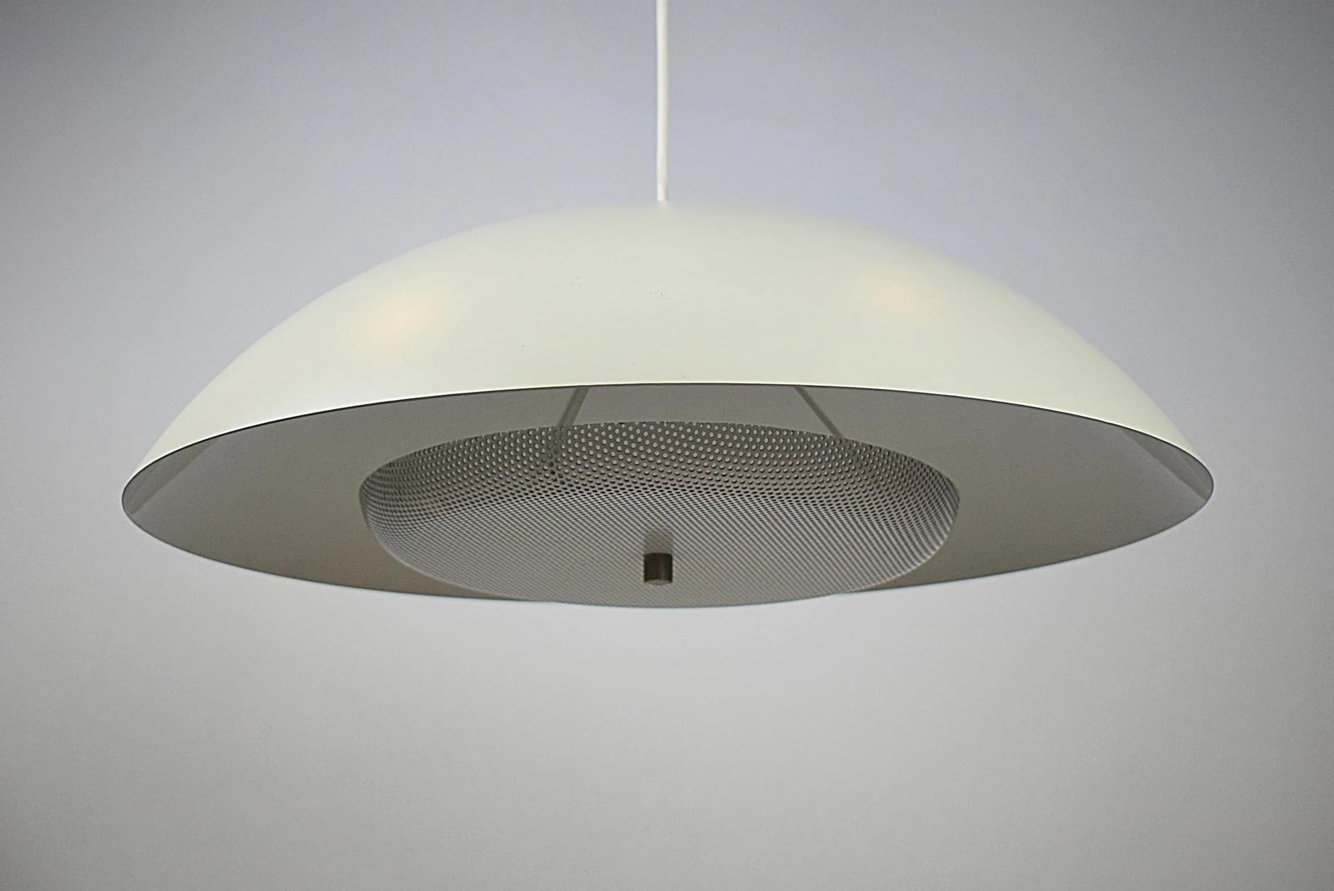 Lampa wisząca, ivory white, metal, Szwecja, lata 70. - 86414