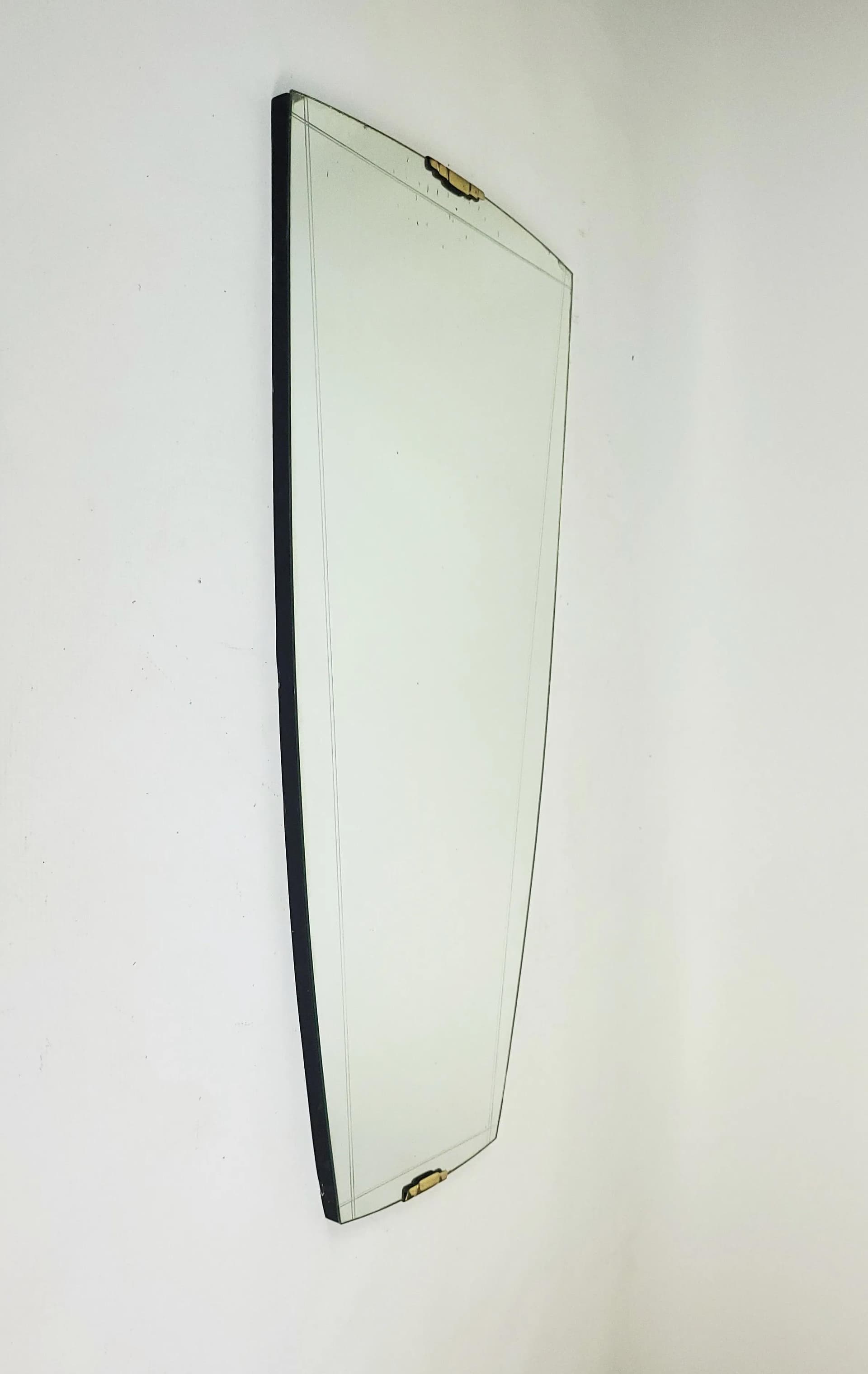 Wall mirror, silver glass, brass, Poland, 1960s. - 86400
