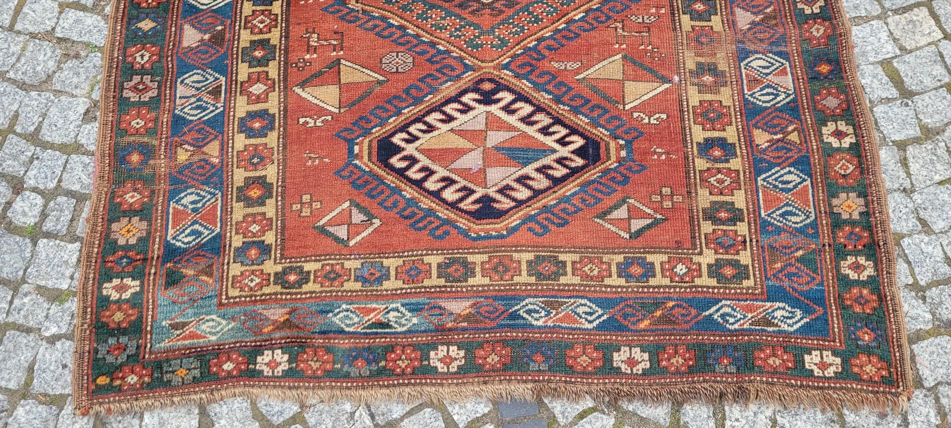 Rug Kazak, 122x232 cm, red, wool, Azerbaijan, 19th c. - 88755