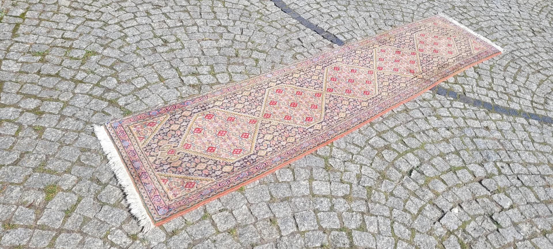 Dywan Senneh, 255x55 cm, beżowy, wełna, Iran, początek XX w. - 88738