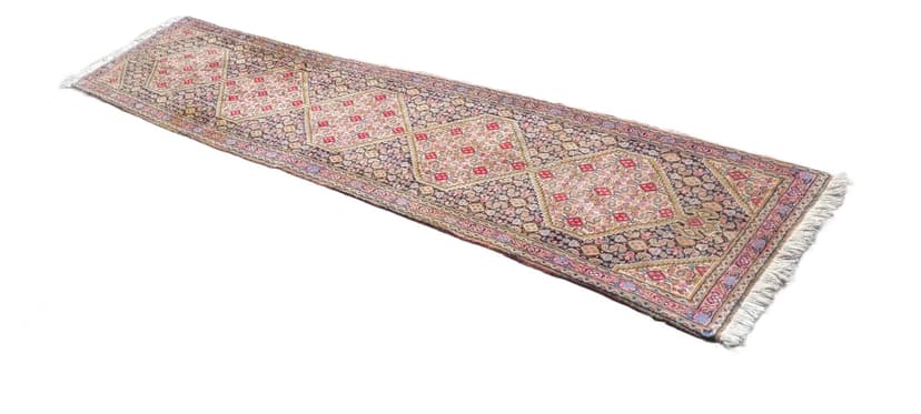 Dywan Senneh, 255x55 cm, beżowy, wełna, Iran, początek XX w.