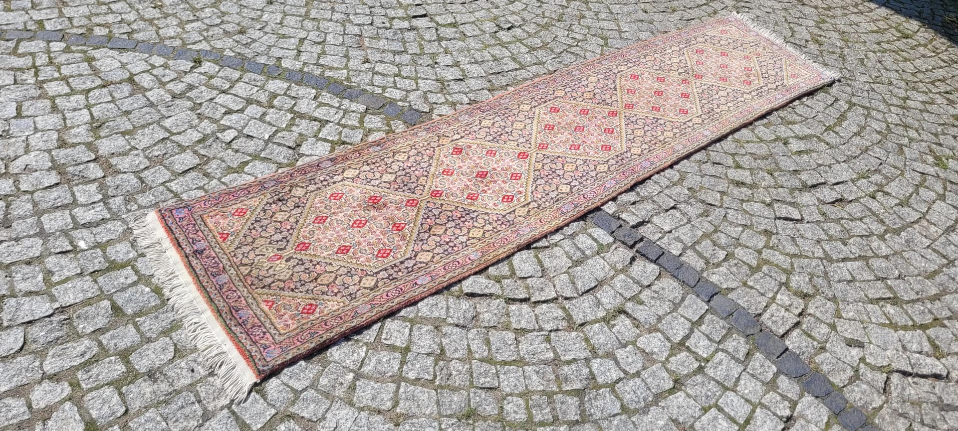 Dywan Senneh, 255x55 cm, beżowy, wełna, Iran, początek XX w. - 88735