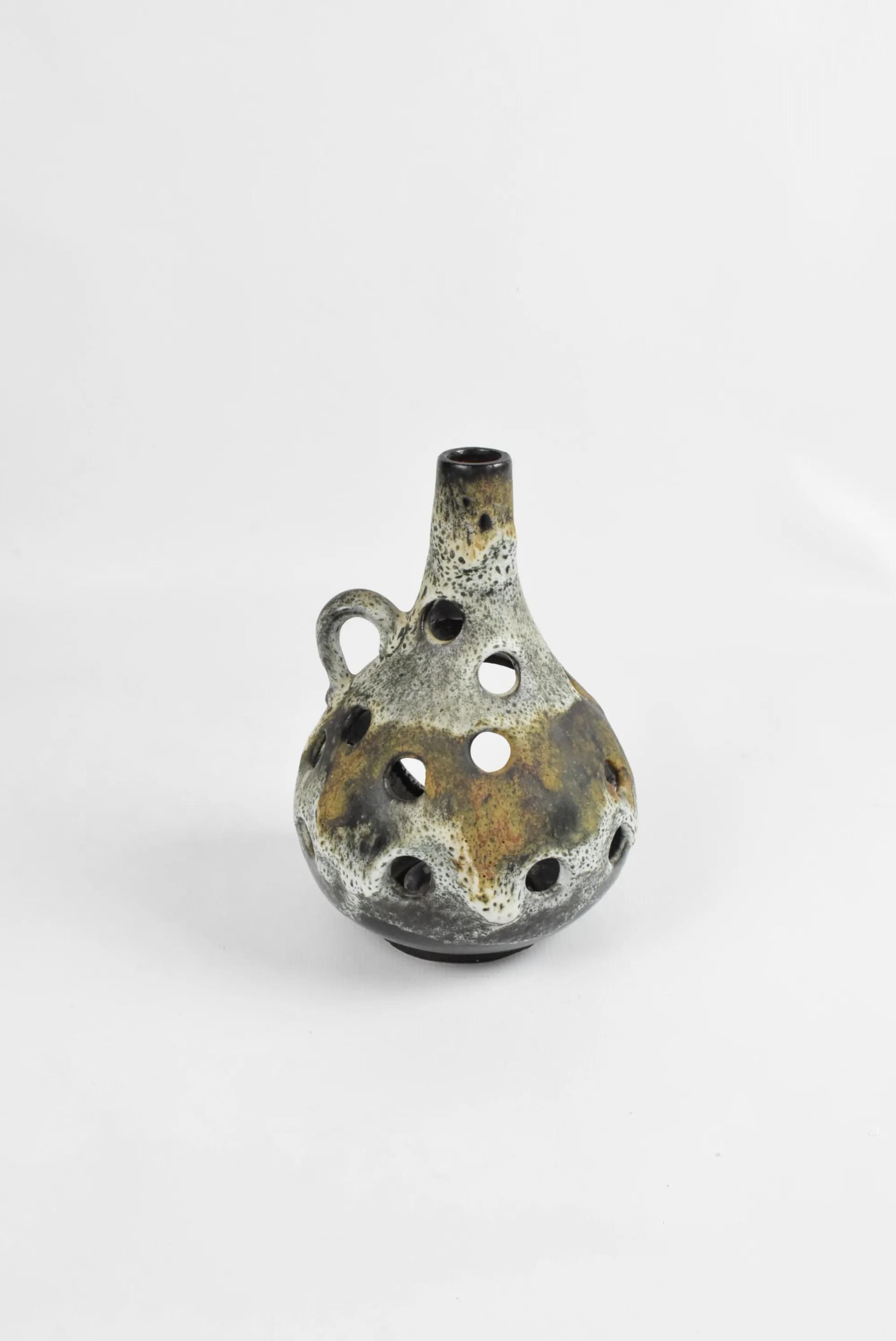 Świecznik Fat Lava, szary, ceramika, Niemcy, lata 70. - 86374