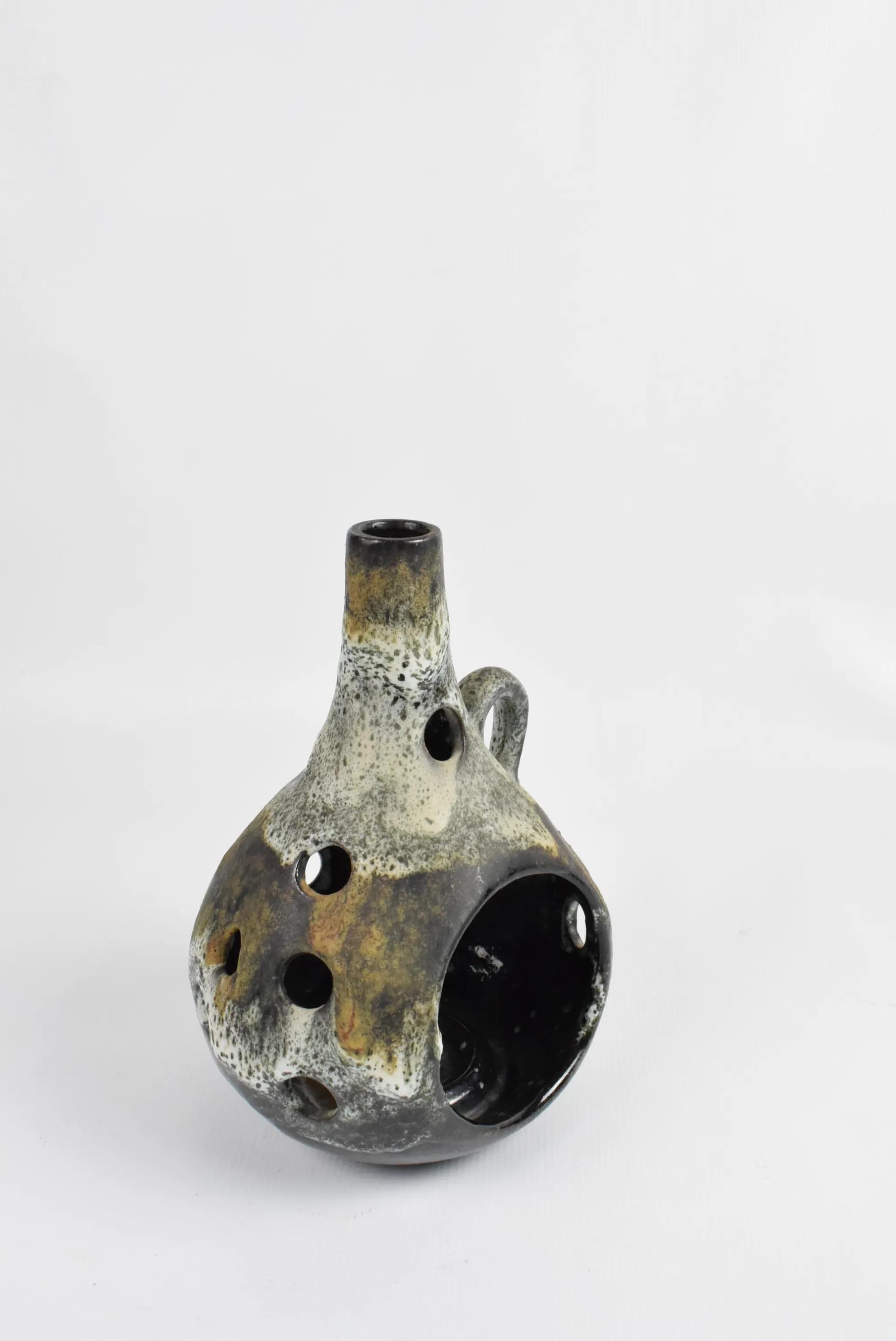 Świecznik Fat Lava, szary, ceramika, Niemcy, lata 70. - 86375