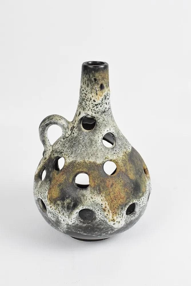 Świecznik Fat Lava, szary, ceramika, Niemcy, lata 70. - 86376