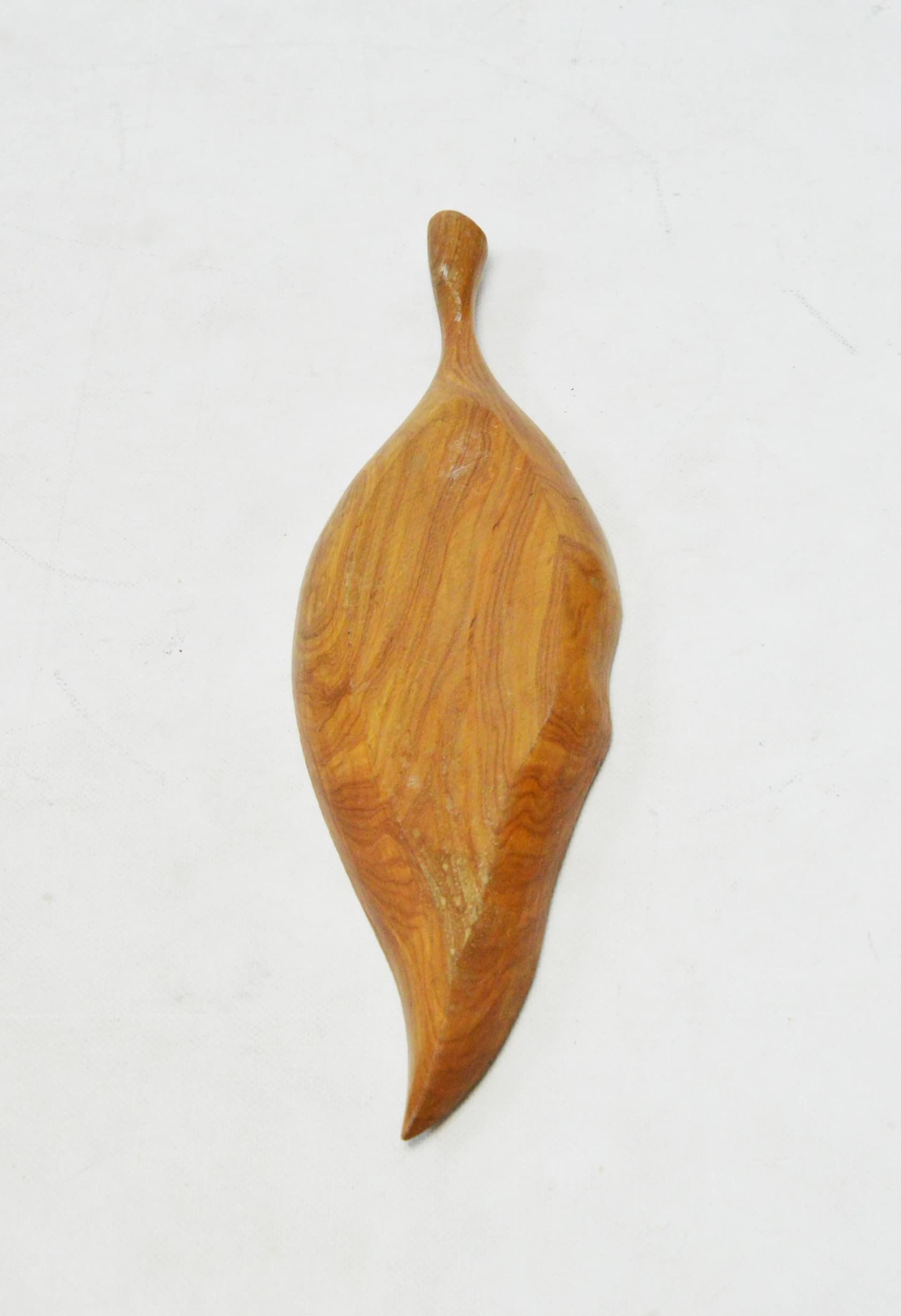 Tray Leaf, brown teak wood, Poland, 1970s. - 86369