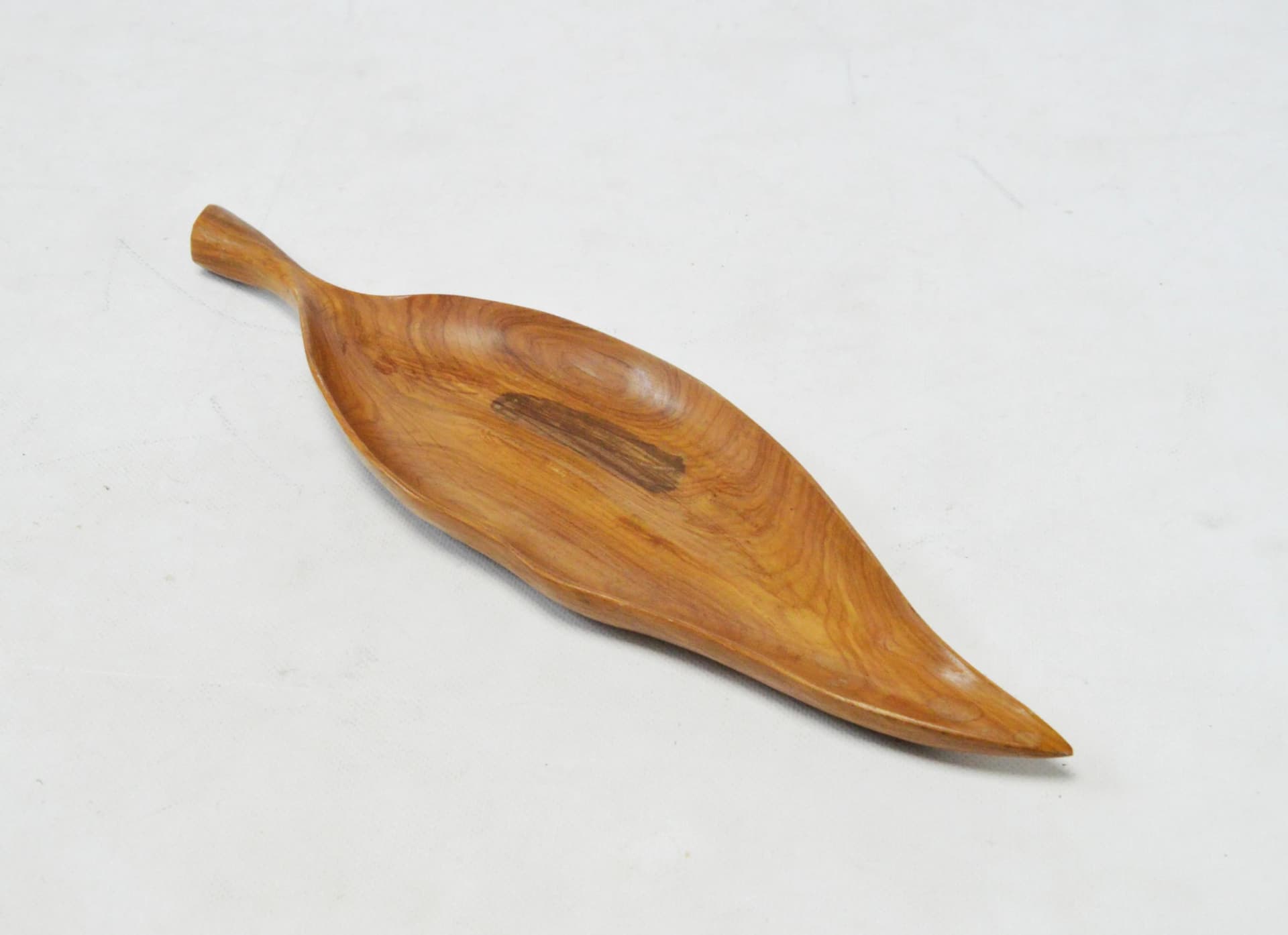 Tray Leaf, brown teak wood, Poland, 1970s. - 86367