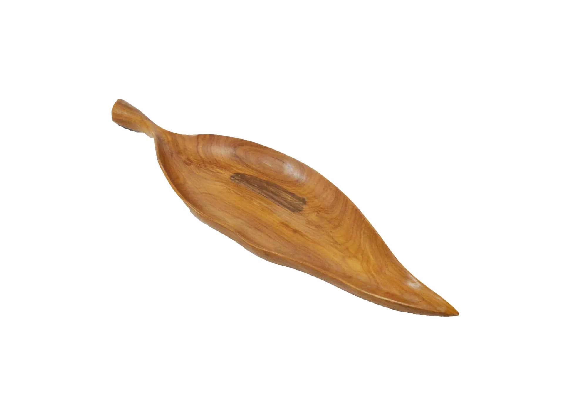 Tray Leaf, brown teak wood, Poland, 1970s.