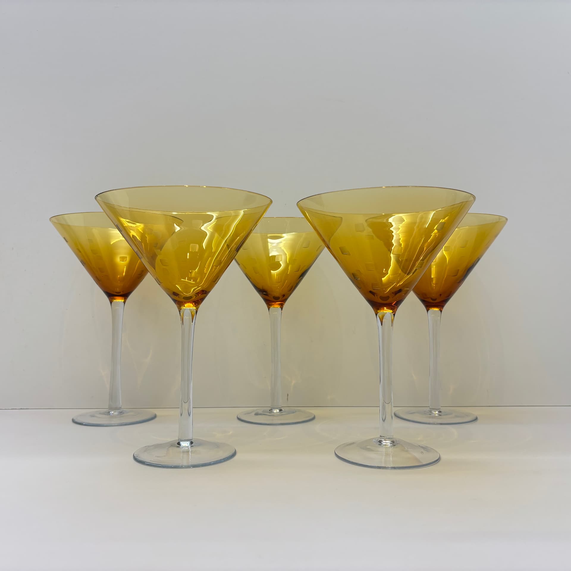 Komplet kieliszków koktajlowych, golden szkło, Niemcy, lata 80. - 83367