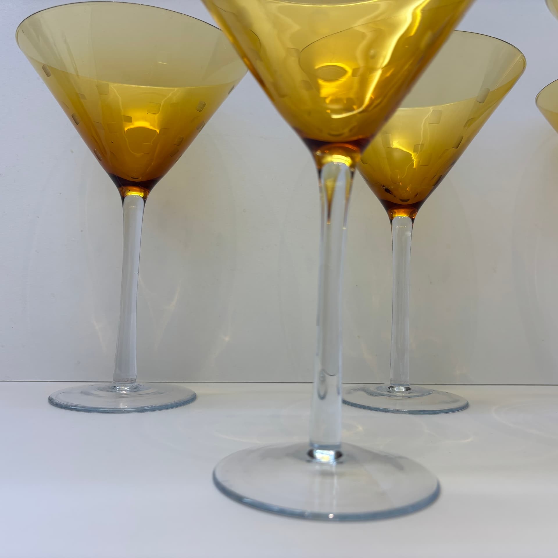 Komplet kieliszków koktajlowych, golden szkło, Niemcy, lata 80. - 83366