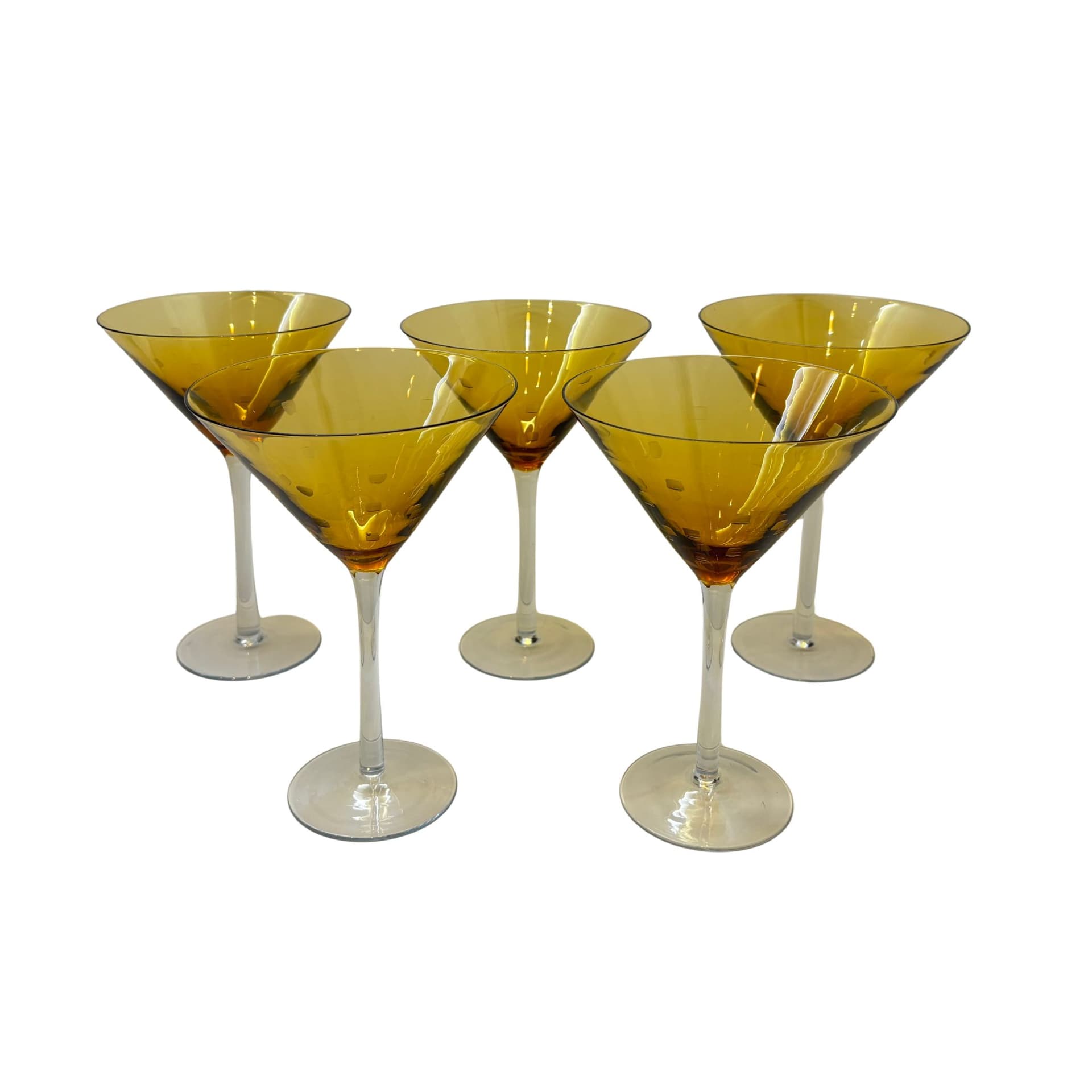 Komplet kieliszków koktajlowych, golden szkło, Niemcy, lata 80.