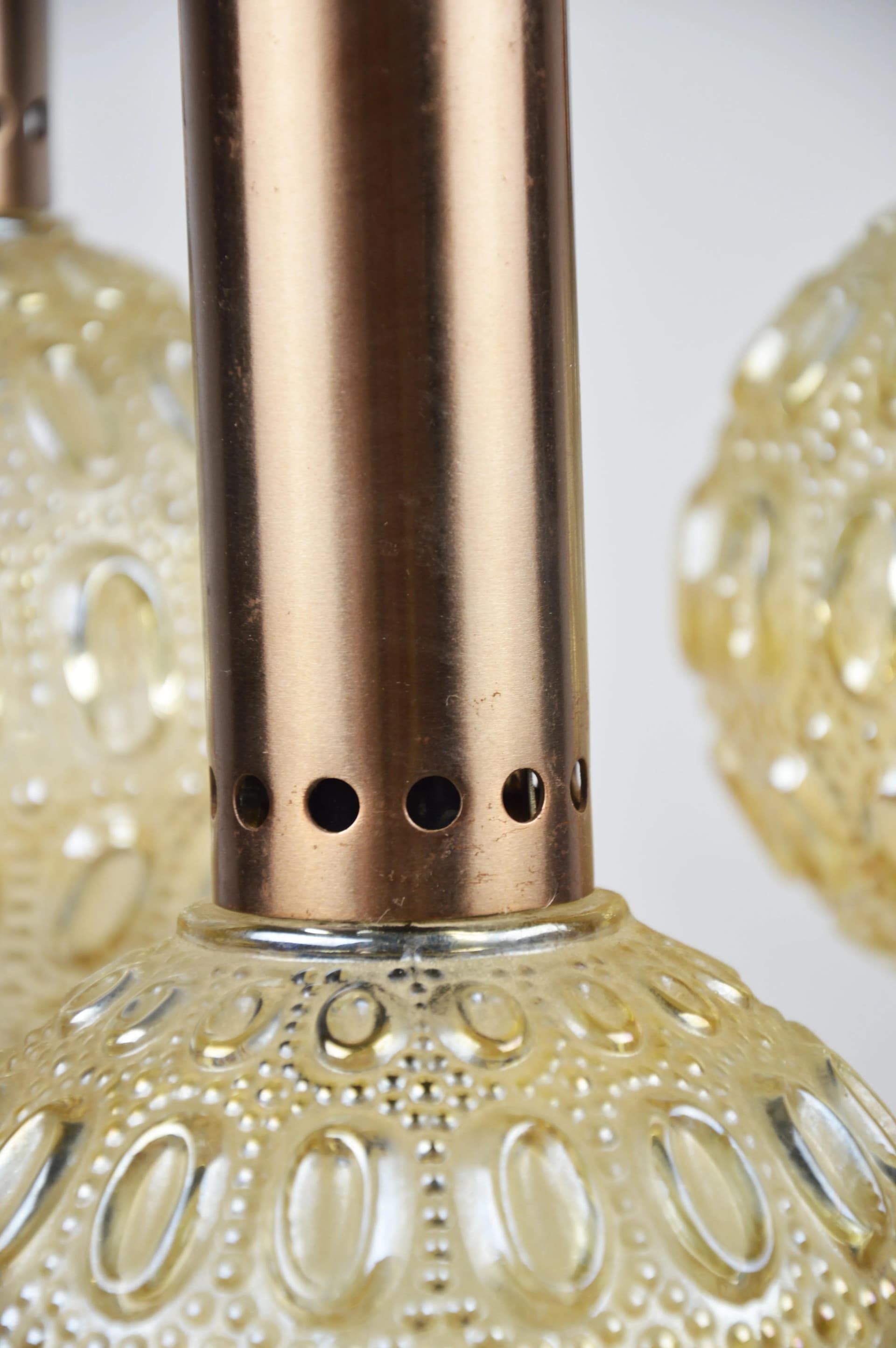 Lampa kaskadowa, pomarańczowy, szkło, Polska, lata 70. - 86310