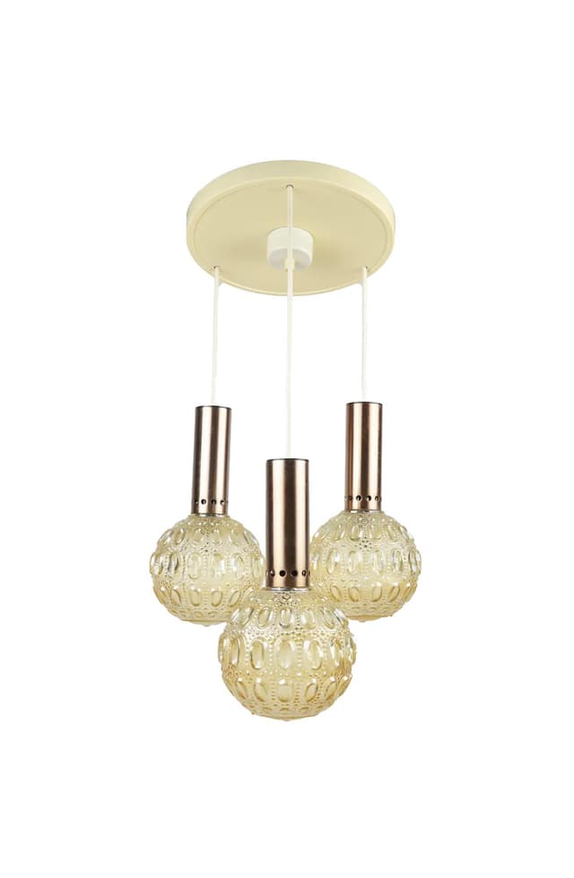 Lampa kaskadowa, pomarańczowy, szkło, Polska, lata 70. - WYMIARY