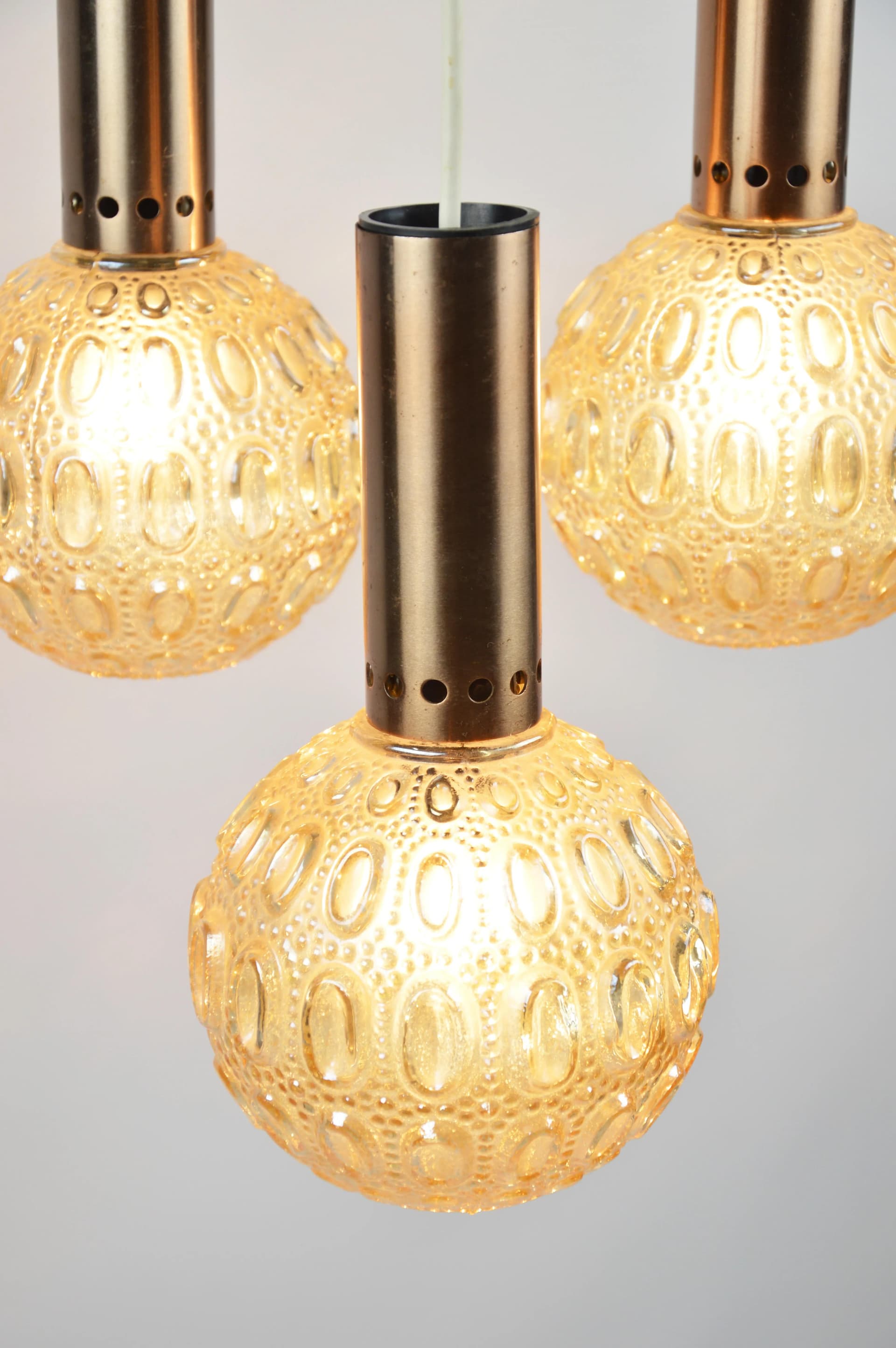 Lampa kaskadowa, pomarańczowy, szkło, Polska, lata 70. - 86311