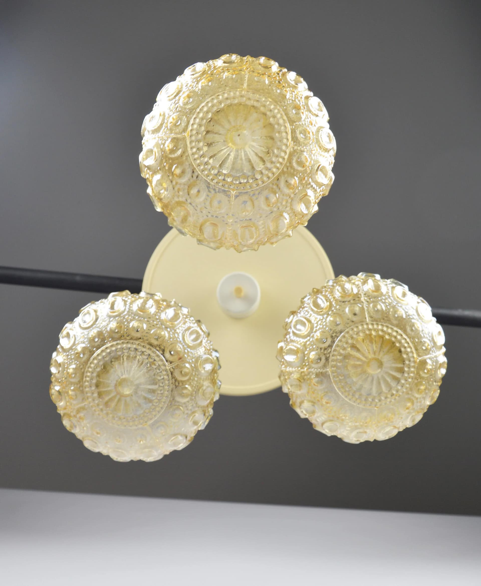 Lampa kaskadowa, pomarańczowy, szkło, Polska, lata 70. - 86308